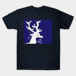 White Winter Stag Watercolor Illustration T-Shirt